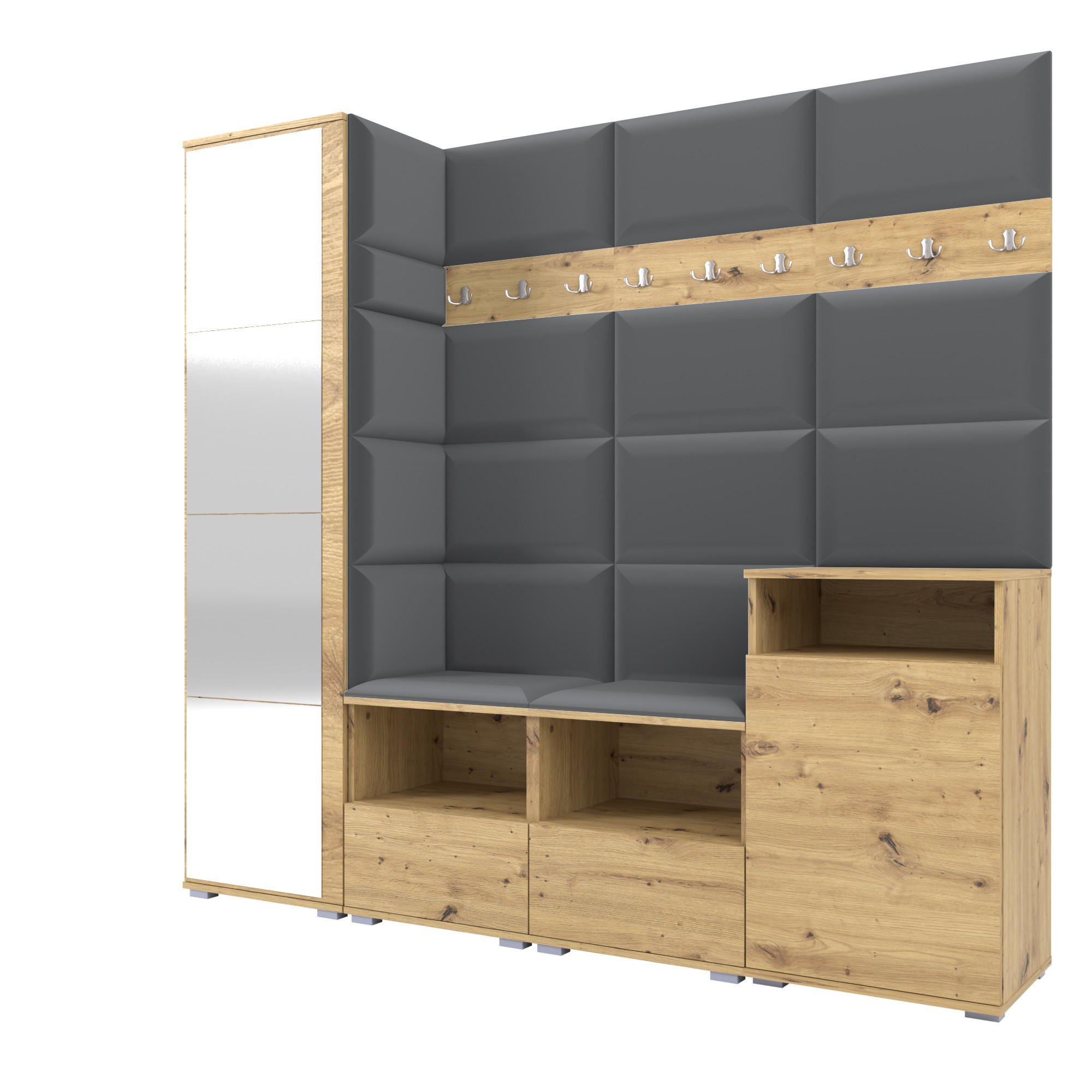 Ravio Garderobe Eiche Artisan, Dunkelgrau 200x187x40 cm