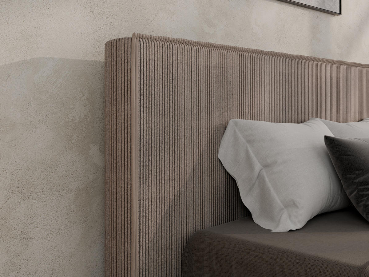 POLSTERBETT SANA 140x200cm Elegantes Polsterbett für modernen Wohnstil , 7-Zonen-Taschenfederkernmatratze mit kokos ARLAN (21 cm), cappuccino - Cappuccino, Holz (140/200cm) - Panda Möbel