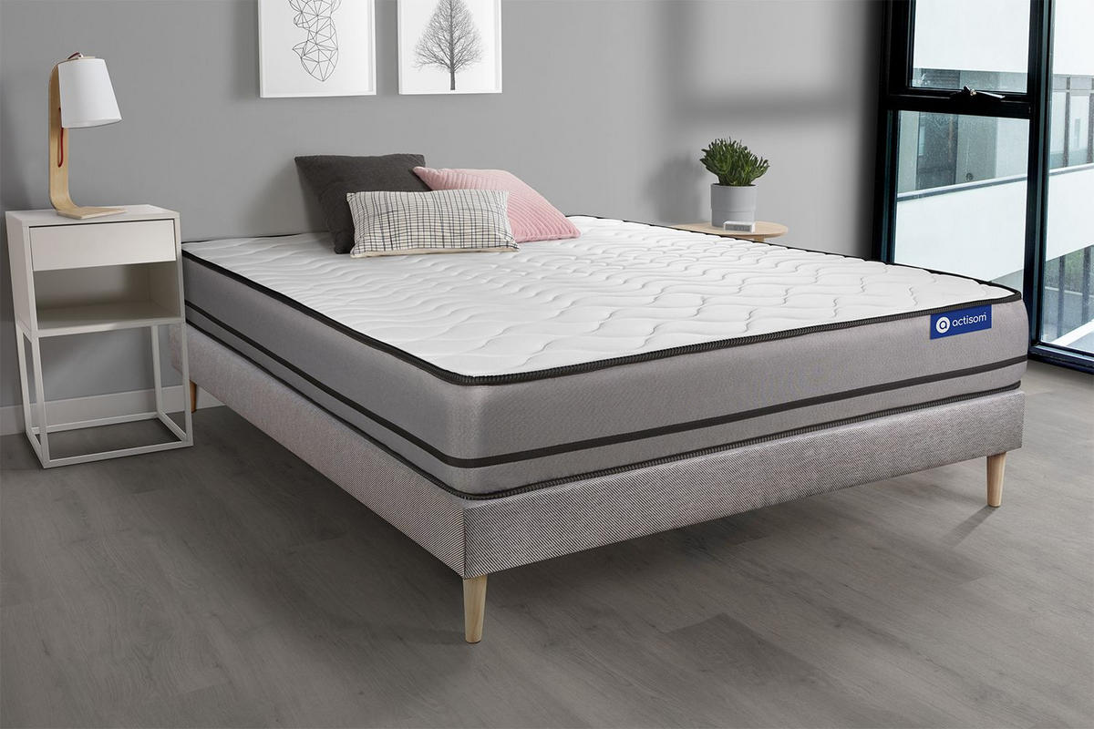 BETT Actilatex night Latex und Memory-Schaum 180 x 200 cm h4 - Kit Bettgestell Grau - Beige/Grau, Holz (180/200cm) - ACTISOM