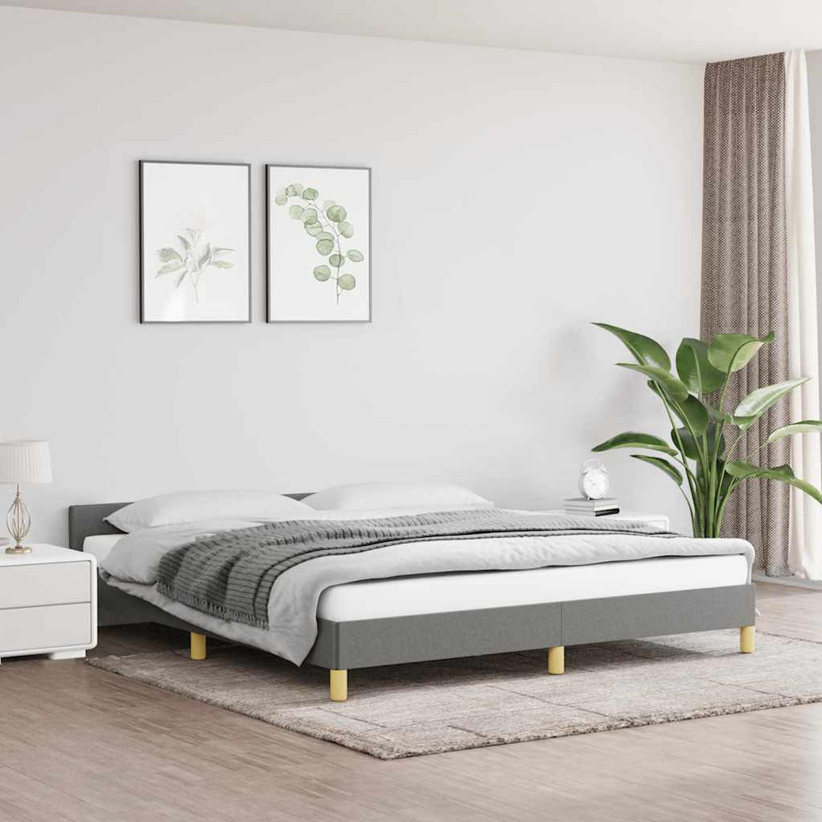 BETTGESTELL Ohne Matratze Dunkelgrau 180/200 Cm Stoff - Grau, Holz (180/200cm) - vidaXL