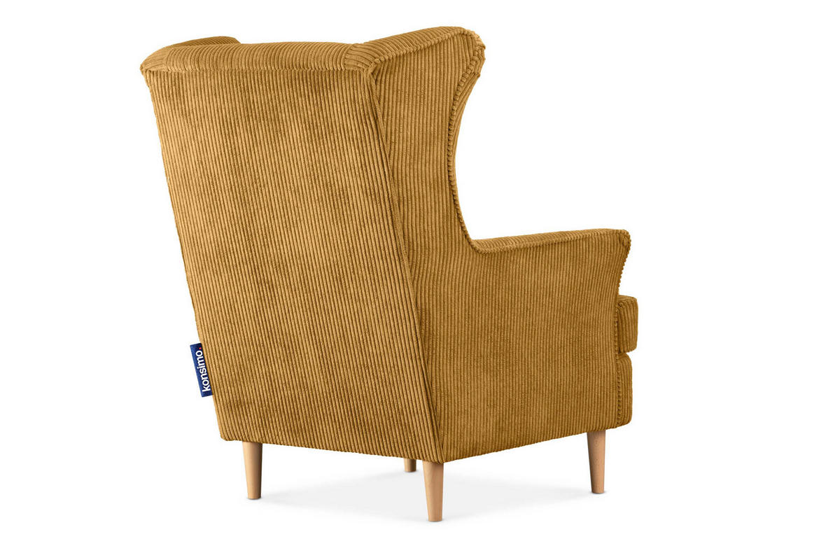 OHRENSESSEL STRALIS inklusive dekorativem Kissen, gelb - Dunkelgelb, Textil (82/108/80cm) - KONSIMO®
