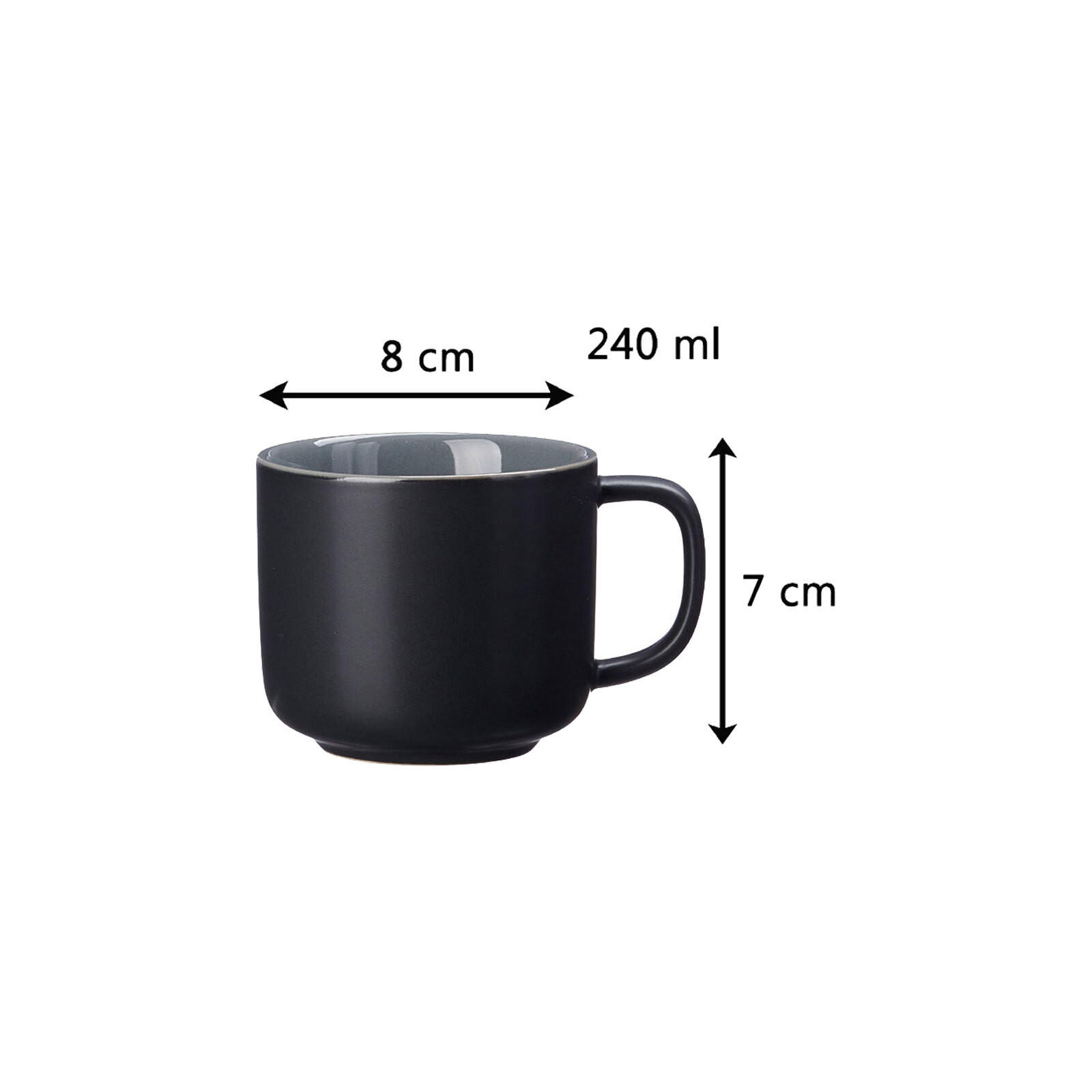 KAFFEETASSE MIT UNTERTASSE Jasper Schwarz 240 ml - Schwarz, Keramik (15/9/15cm) - Ritzenhoff Breker