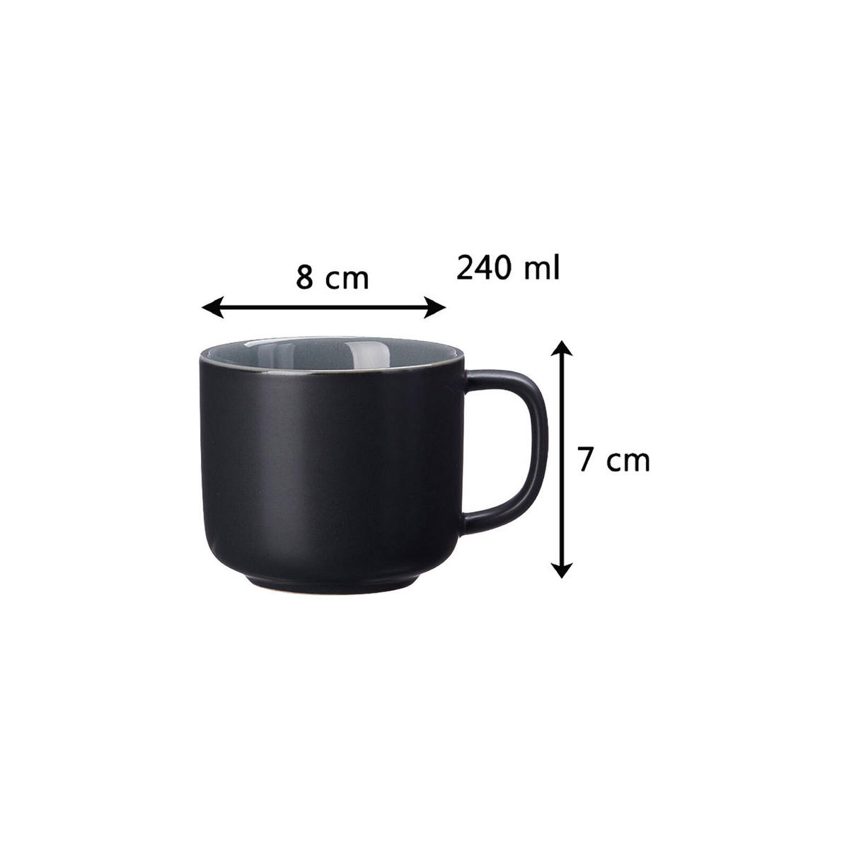 KAFFEETASSE MIT UNTERTASSE Jasper Schwarz 240 ml - Schwarz, Keramik (15/9/15cm) - Ritzenhoff Breker