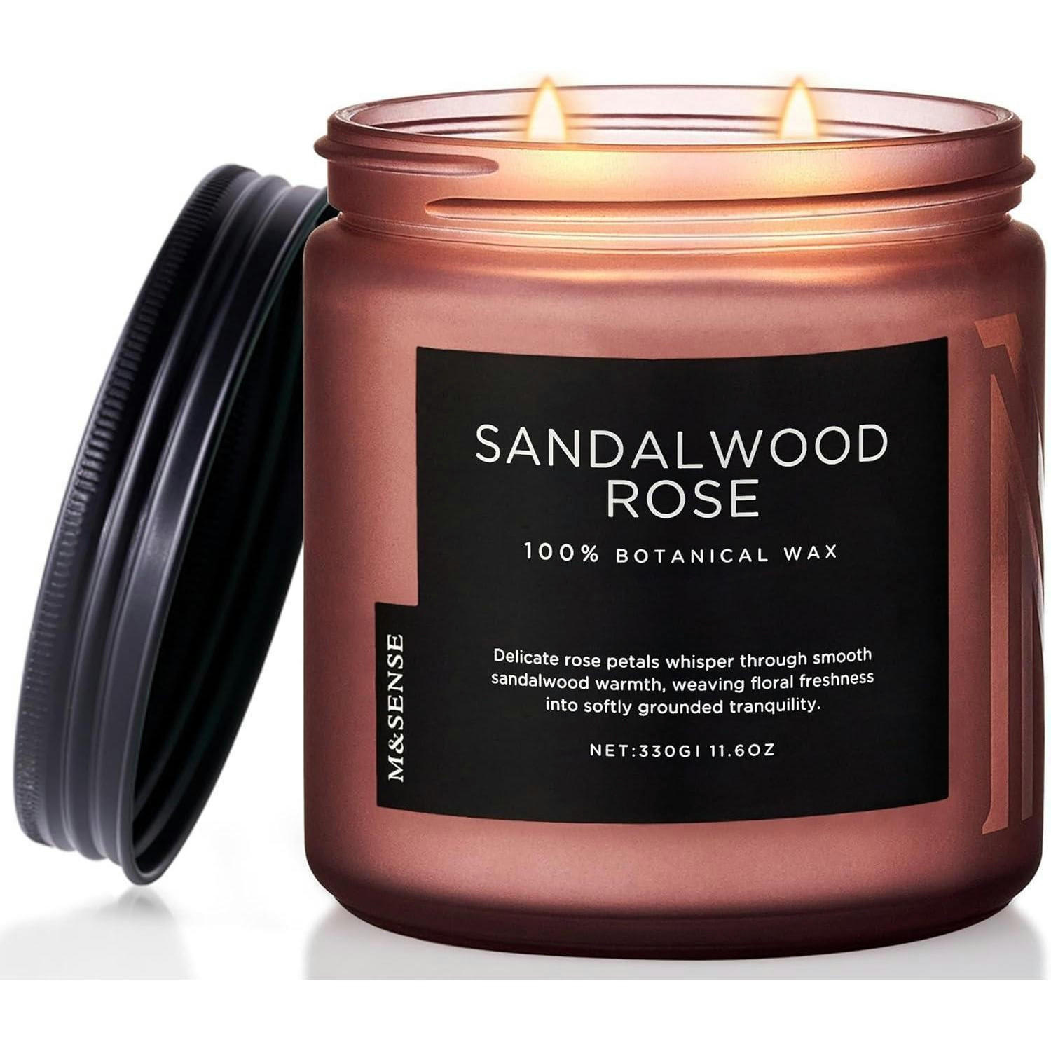 DUFTKERZE Sandelholz Rose 330g 70h 2-Docht Sojawachs - Bordeaux, Paraffin (9.5cm)