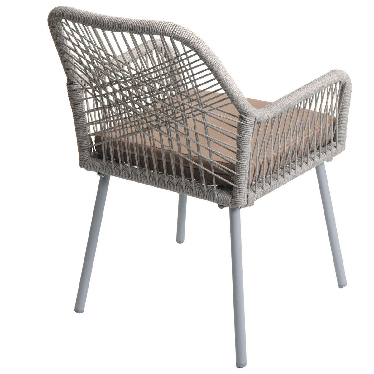 GARTENSTUHL 2er-Set 81x54x62cm Aluminium Seilgeflecht Rope Grau - Beige, Metall (54/81/62cm) - PROREGAL