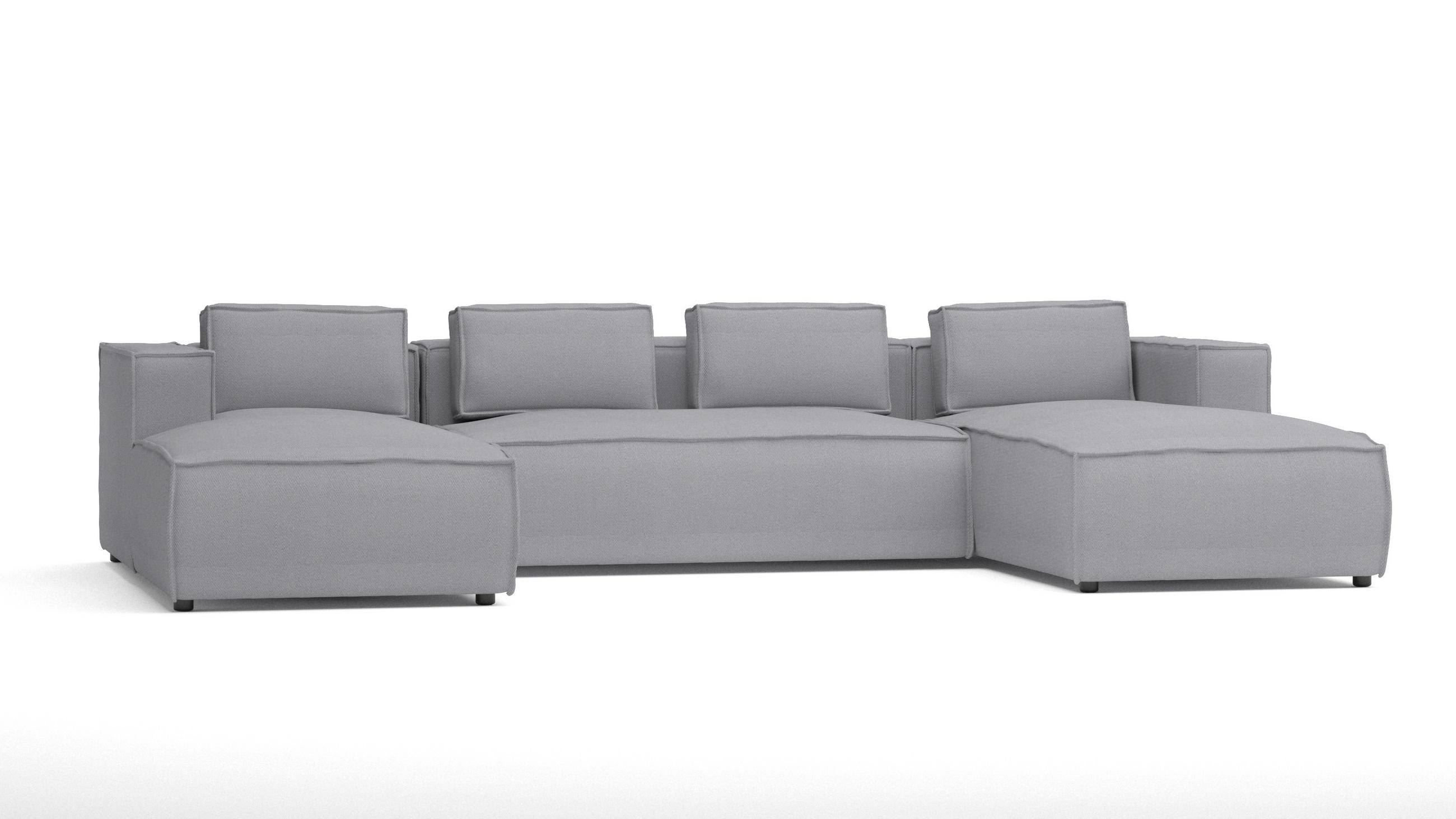 WOHNLANDSCHAFT Zenith Grau Luxusmicrofaser - Schwarz/Grau, Holz/Kunststoff (327/64/176cm) - S-Style Möbel
