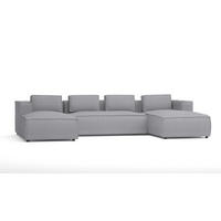 WOHNLANDSCHAFT Zenith Grau Luxusmicrofaser - Schwarz/Grau, Holz/Kunststoff (327/64/176cm) - S-Style Möbel