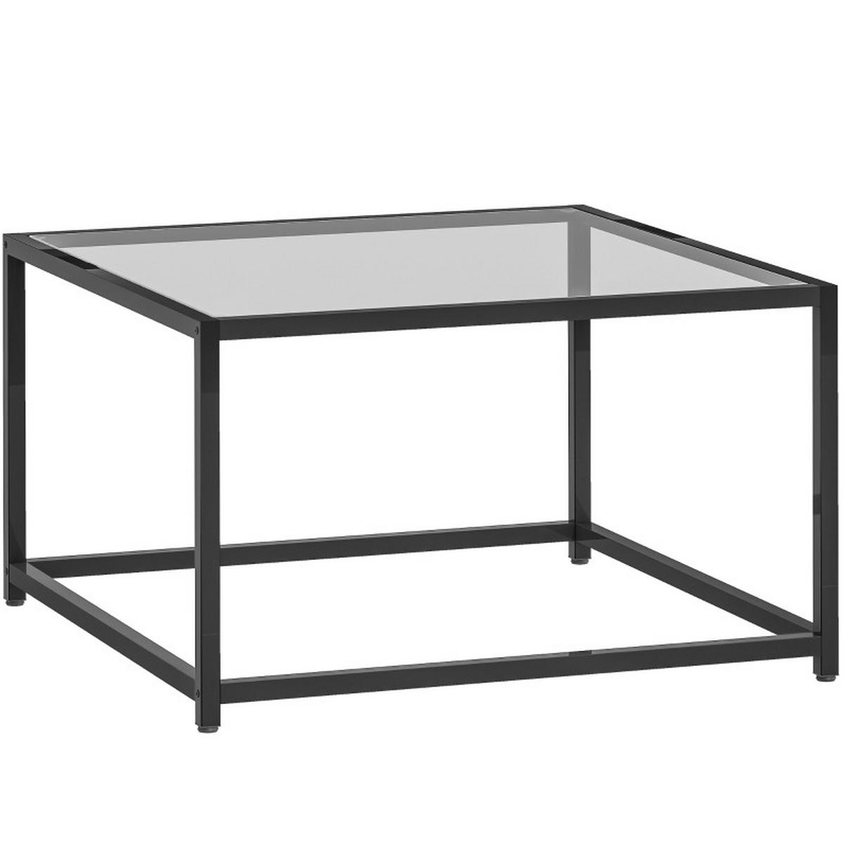 COUCHTISCH 68/68 cm aus gehärtetem Glas und Stahlgestell in Schwarz - Schwarz, Glas (68/68/39cm) - BEAOK