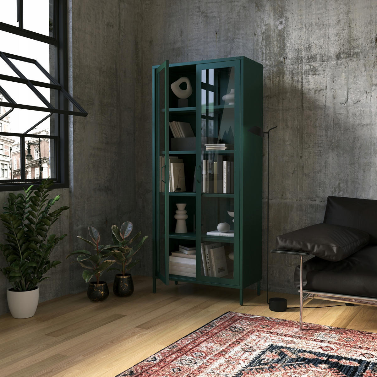 WOHNZIMMER Vitrine ANGELO Modern - Grün, Metall (80/185/45cm) - Jan Nowak