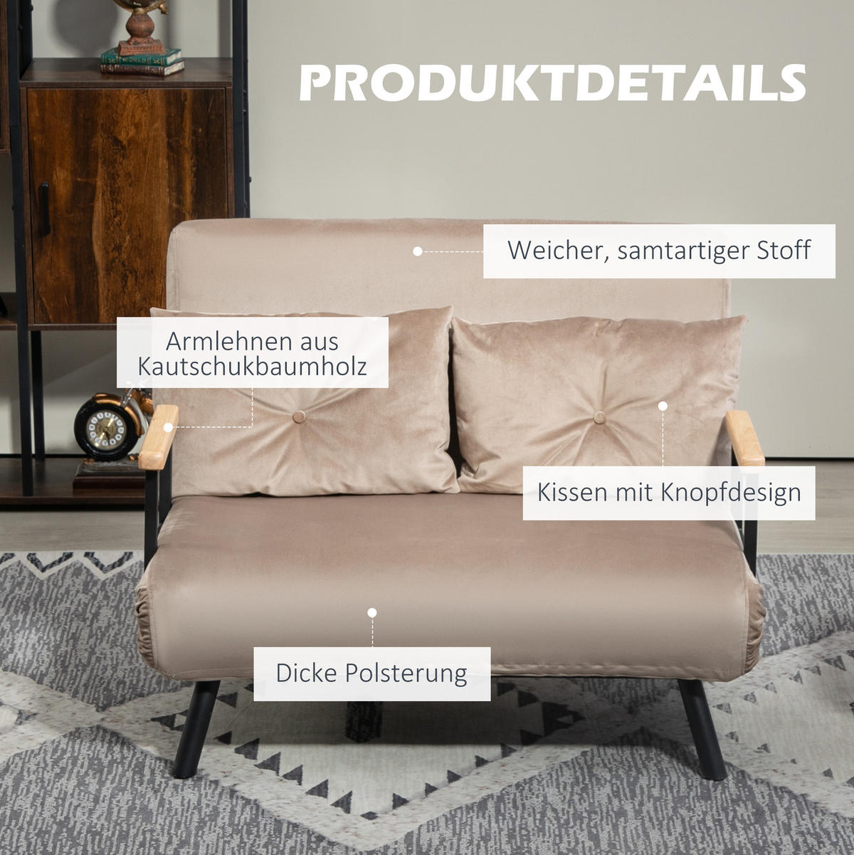 SCHLAFSESSEL mit Schlaffunktion 102 x 73 x 81 cm Braun - Braun, Holzwerkstoff (102/81/73cm) - Meubliv