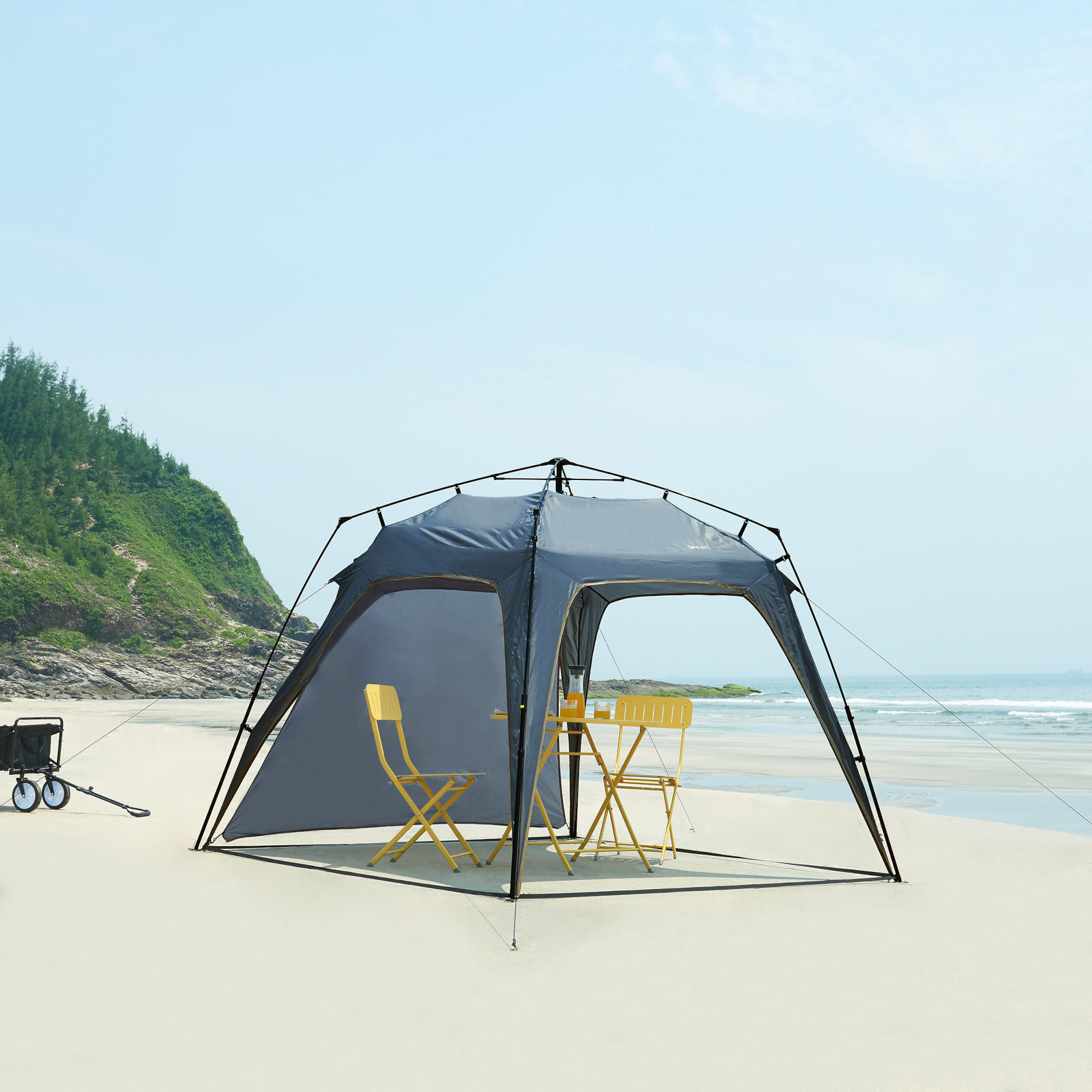 Thumbnail - pro.tec Led-Pavillon, Grau, Textil, 250x190x250 cm, Sonnen- & Sichtschutz, Pavillons & Pergolas