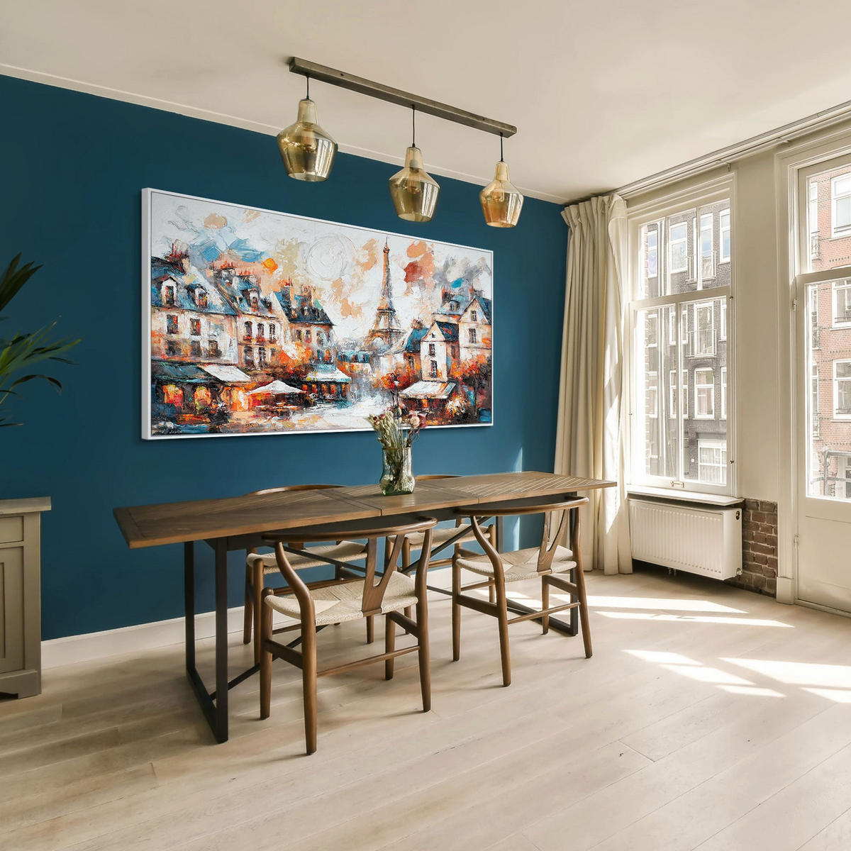 GEMÄLDE Die Gemütlichkeit von Paris Schattenfugenrahmen Weiß 140x70 cm - Weiß, Holz (140/70cm) - YS-art gallery