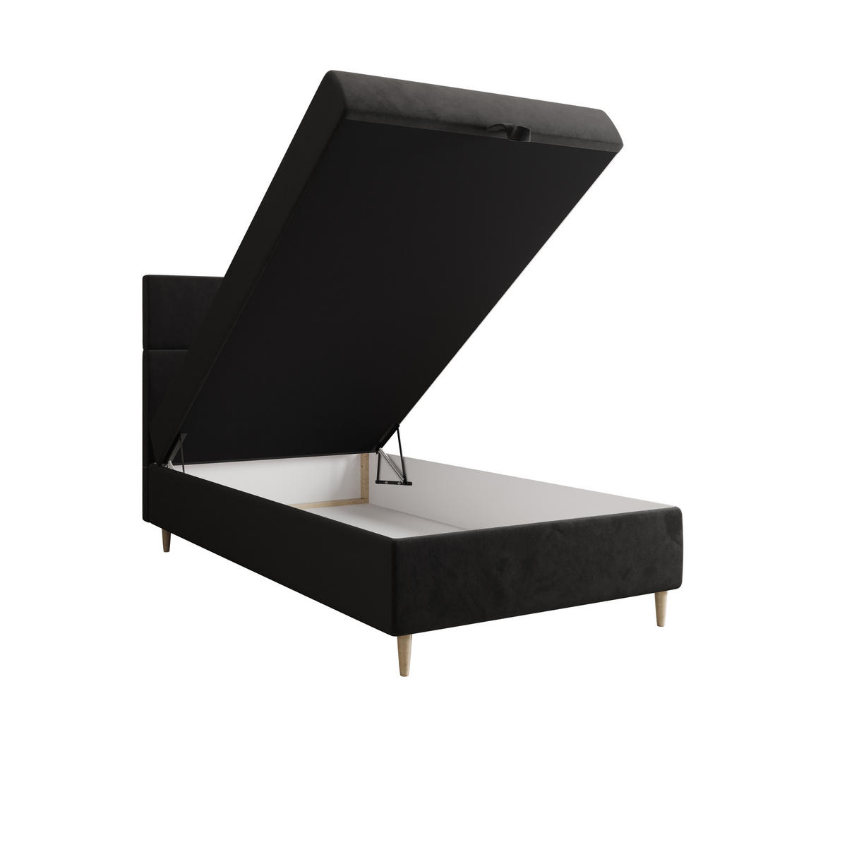 BOXBETT FLO 100x200 Itaka 27, mit Matratze H3, Bonell und Topper, Grau - Dunkelgrau, Holz/Textil (100/200cm) - Bedante