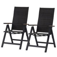 KLAPPSTUHL - Aluminium / Mischgewebe - Anthrazit - 2er-Set - Anthrazit, Textil/Metall (57/108/70cm) - home24