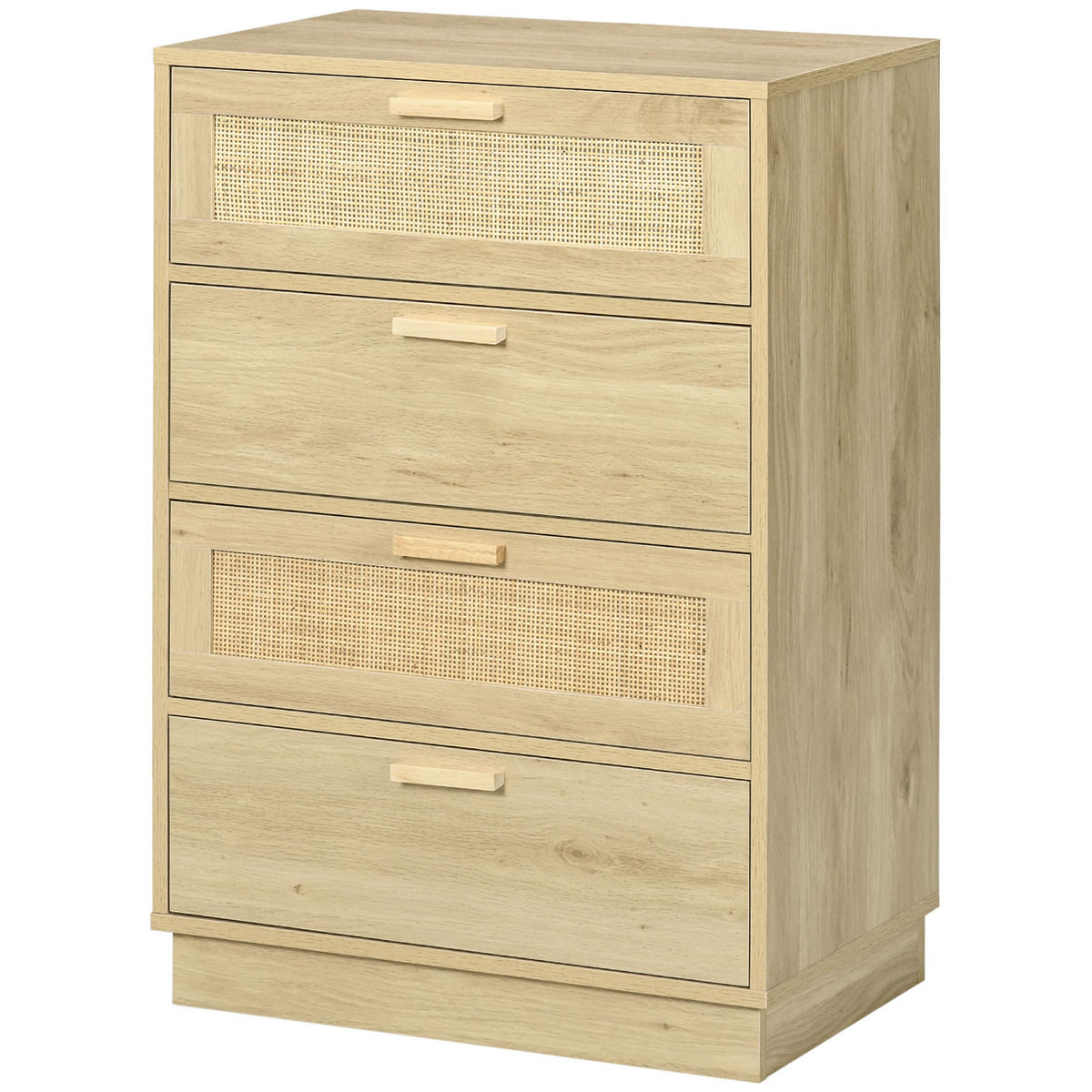 KOMMODE Naturfarben 4 Schubladen Rattan-Optik 60/38/88,5 cm - Naturfarben, Holzwerkstoff (60/88.5/38cm) - PANGIVO