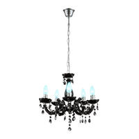 LED KRONLEUCHTER Acryldekor Schwarz mit Kristallen - Schwarz, Metall (44/44/128cm) - Globo Lighting