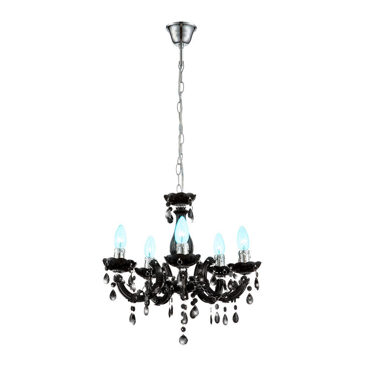 LED KRONLEUCHTER Acryldekor Schwarz mit Kristallen - Schwarz, Metall (44/44/128cm) - Globo Lighting