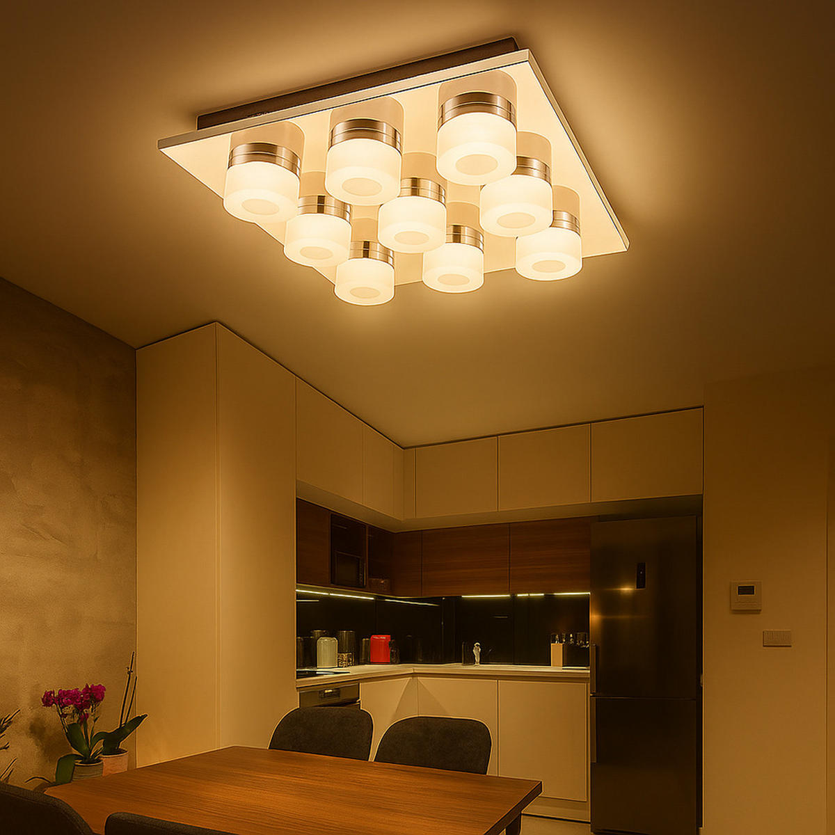 LED DECKENLEUCHTE Panamera Silber satiniert - Silberfarben, Metall (36/36/8cm) - Globo Lighting