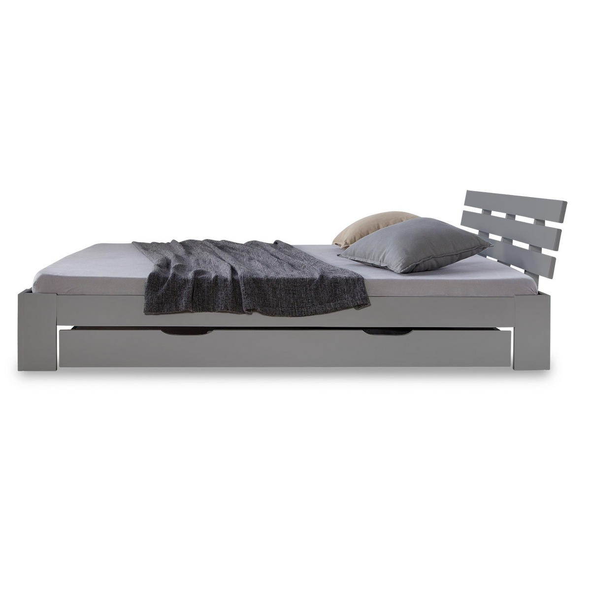 HOLZBETT mit Stauraum 140/200 cm grau - Grau, Holz (140/200cm) - Homestyle4u