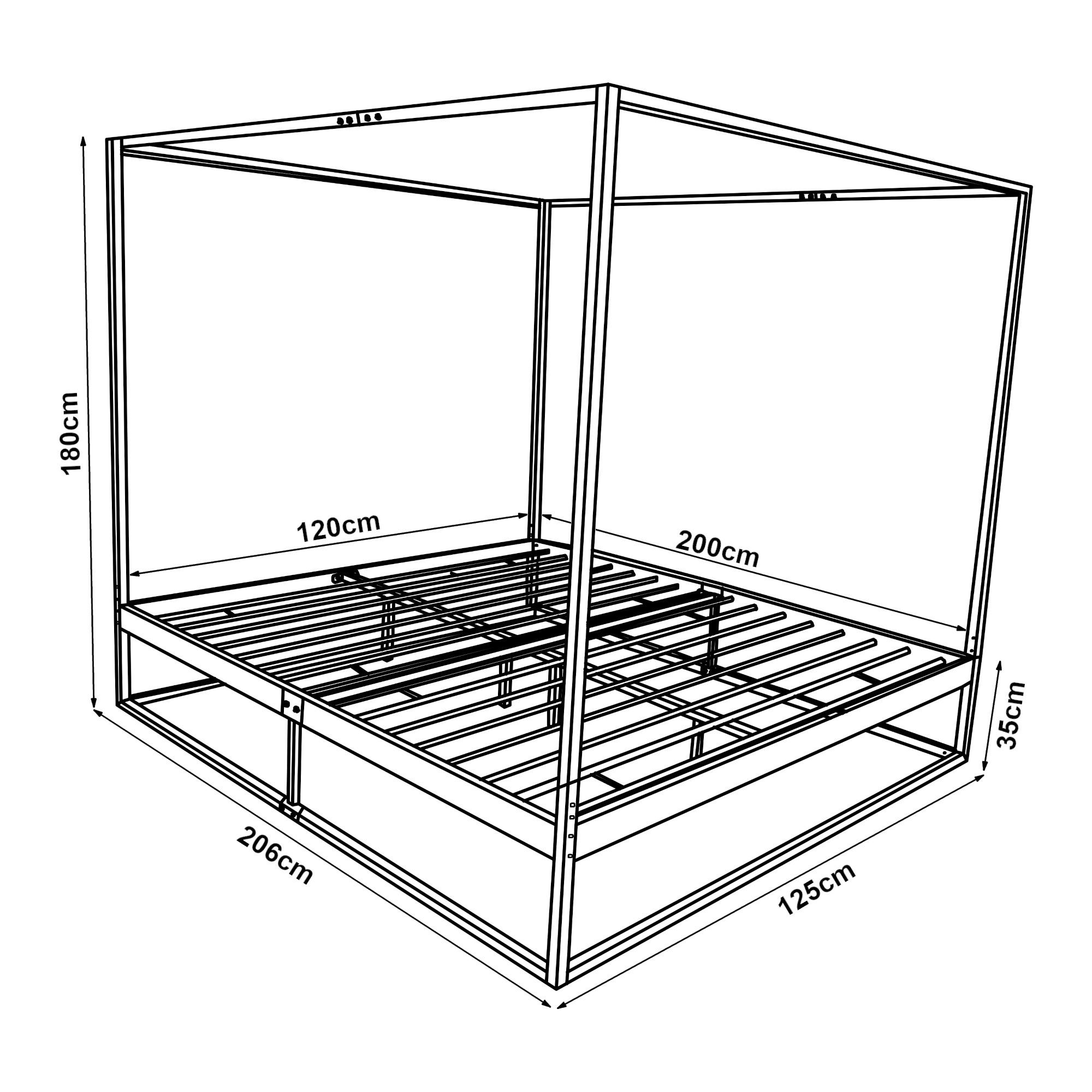 Thumbnail - [en.casa] Himmelbett, Schwarz, Metall, 120x200 cm, Schlafzimmer, Betten