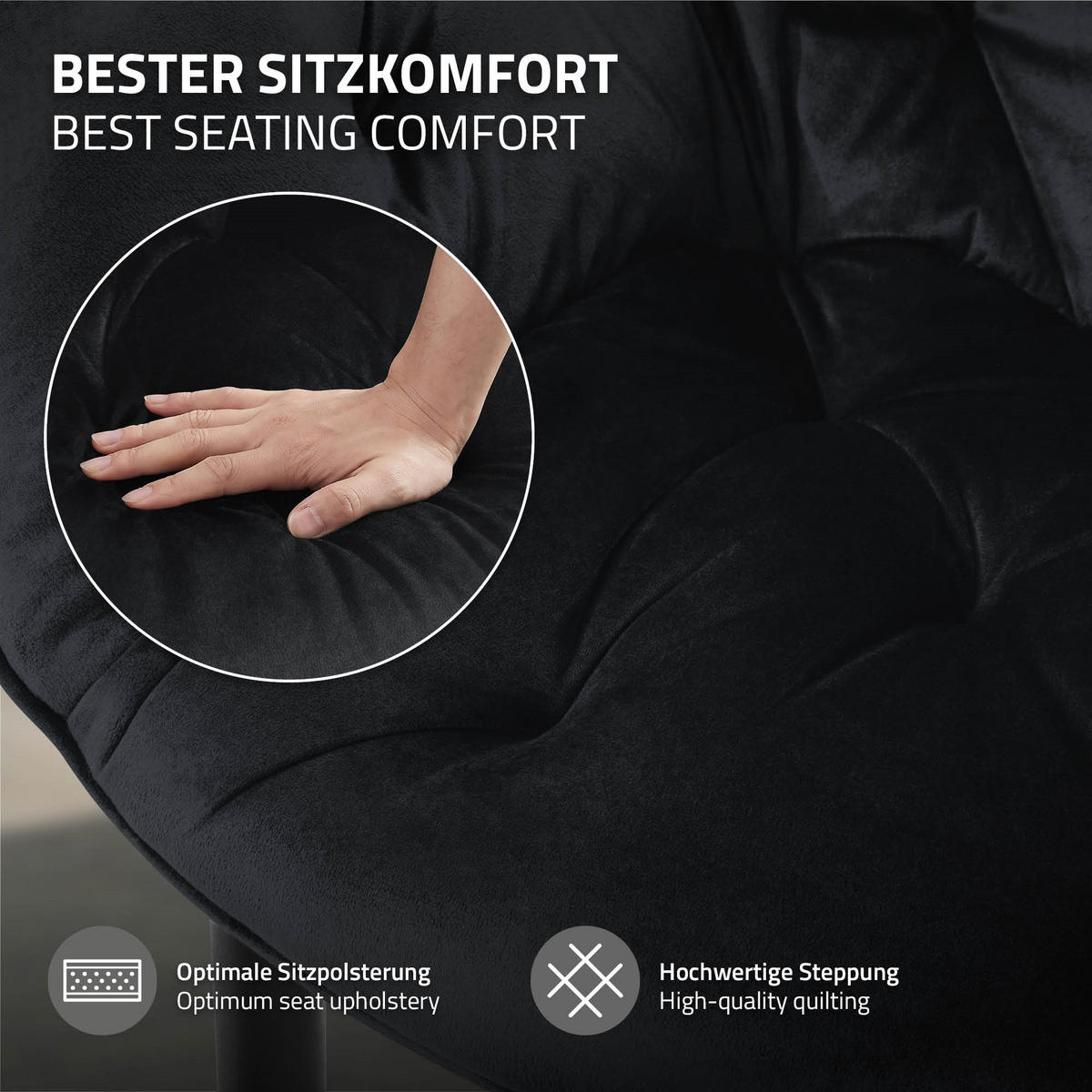 JÍDELNÍ ŽIDLE, sada 2 ks, antracitový samet - černá, kov (67/83/59cm) - ML-DESIGN