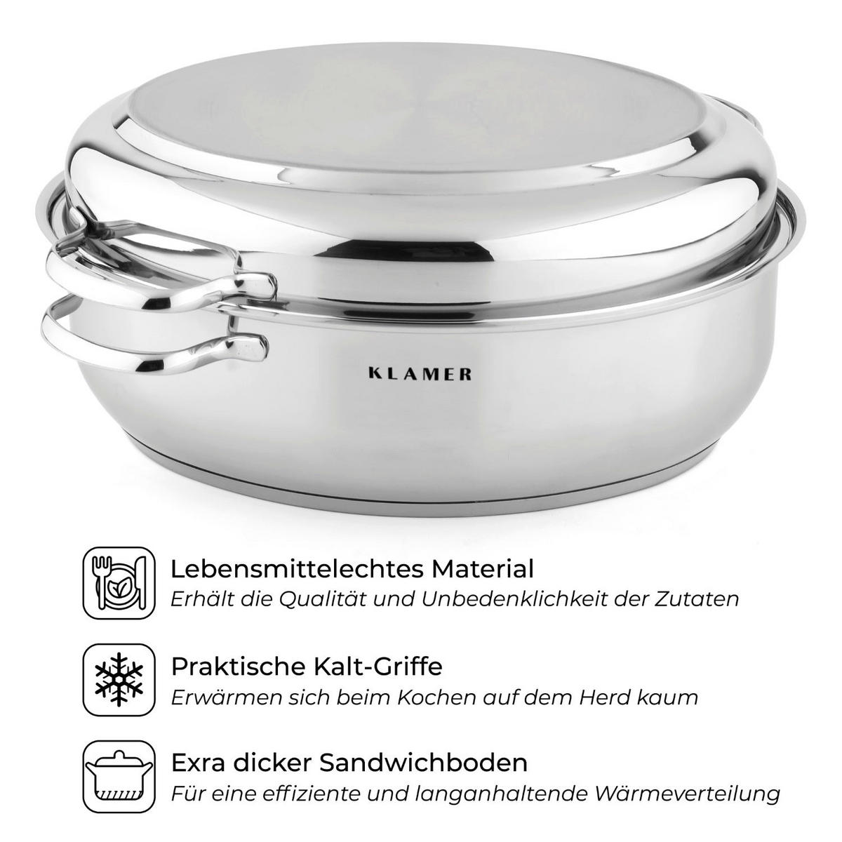 BRÄTER 38 cm Edelstahl - Edelstahlfarben, Metall (38/27/12.5cm) - KLAMER