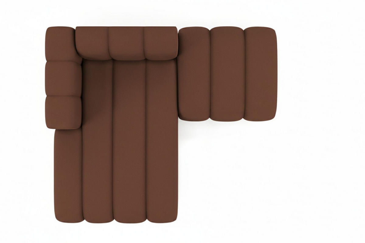 CHAISELONGUE Mit Hocker Grand, Veloursstoff Salvador, Dunkelbraun, Links - Dunkelbraun, Holz (204/179cm) - Kaiser Möbel