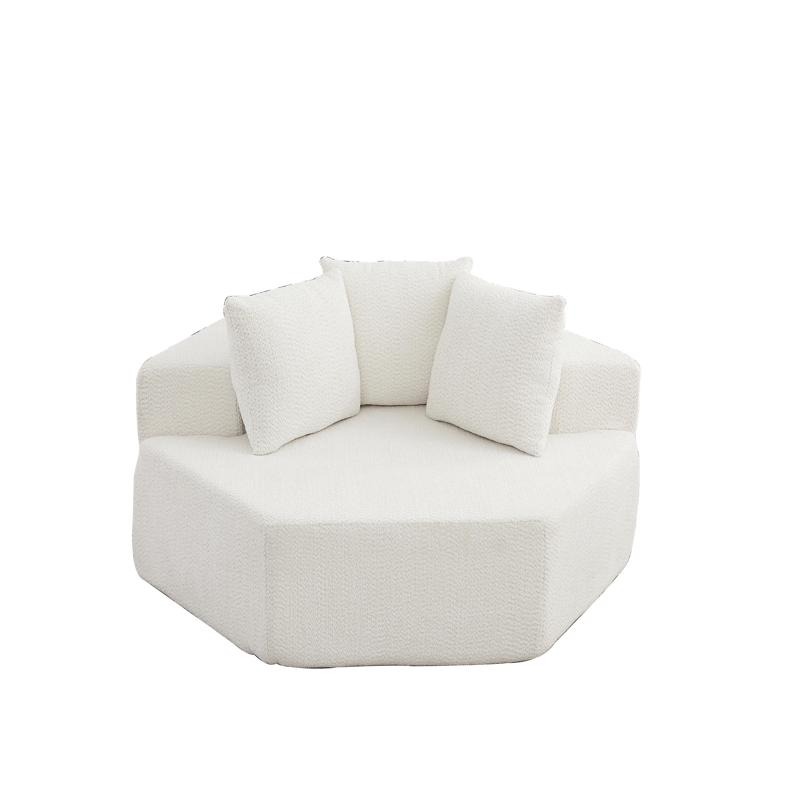 SESSEL DE-34513 sechseckig mit 3 Kissen Beige - Beige, Textil (122/76/138cm) - ComfortXL