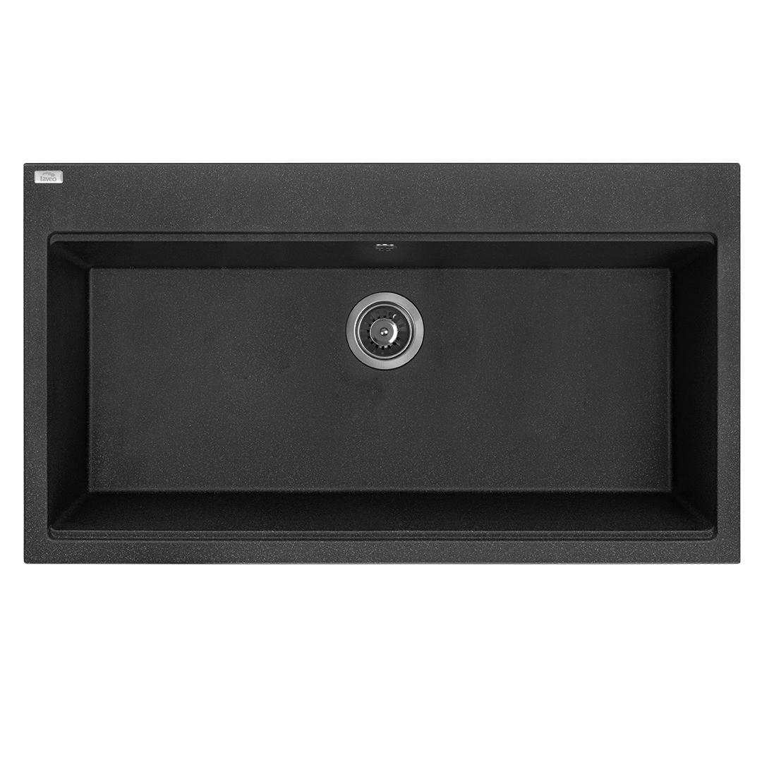 EINBAUSPÜLE TAU Schwarz, Einzelbecken, 50/90/21,5 cm - Schwarz, Stein (50/21.5/90cm) - bad land