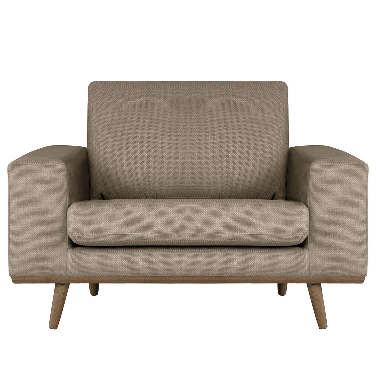 SESSEL - Taupe/Eichefarben, Textil (122/81/88cm) - home24