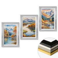 WANDBILDER 3er Set - 20x30 cm Silberner Rahmen - Gebirgsflüsse, Herbstbäume - Silberfarben, Kunststoff (20/30cm) - ArtPrintCave