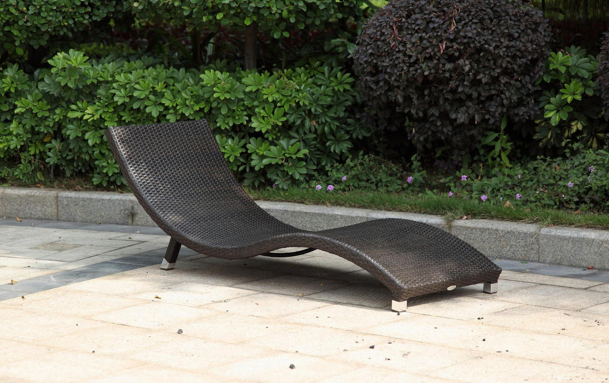 SONNENLIEGE Alice 2er Set Coffee Kunststoff Gartenliege Wellig - Mokka, Kunststoff (59/62/185cm) - DELUKE