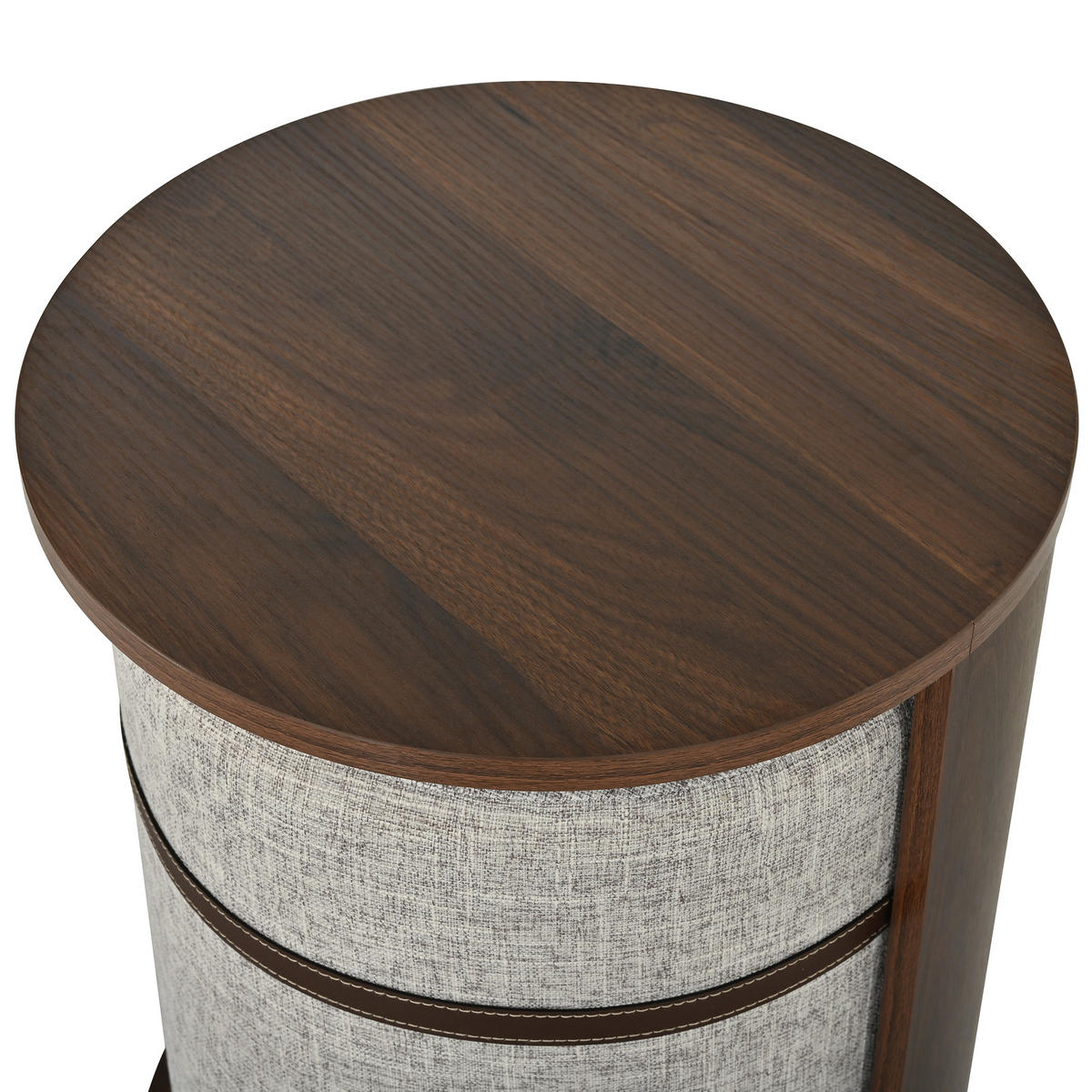 COUCHTISCH SET mit Hocker, rund, MDF mit Stauraum - Walnussfarben, Holzwerkstoff (38/38/47.5cm) - FLIEKS
