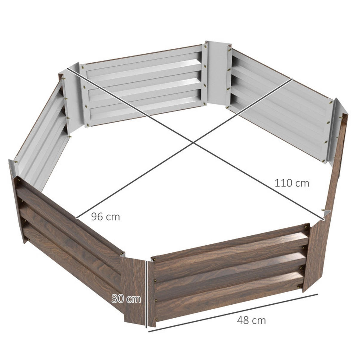HOCHBEET 113x98x30 cm offen wetterfest dunkelbraun - Braun, Metall (113/30/98cm) - LEBENLANG