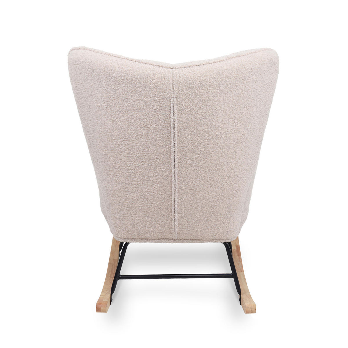 SCHAUKELSTUHL Luna Skandinavischer aus beigem Frottee mit Nähten - Beige/Akaziefarben, Holz/Holzwerkstoff (67/91/85.5cm) - Sicaan