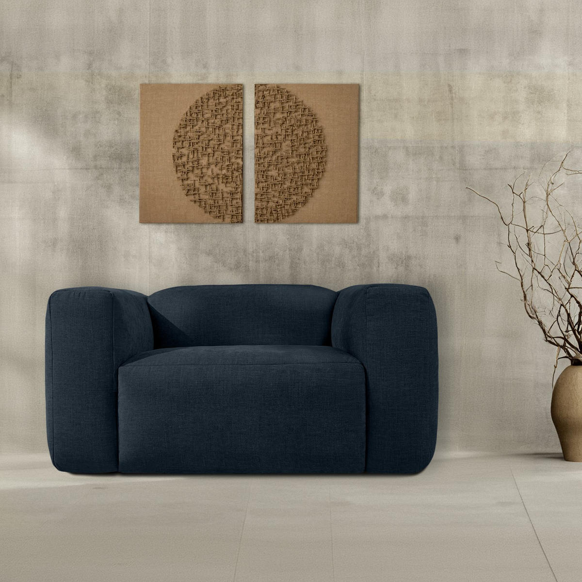 SESSEL BUFFO , Dunkelblau - Dunkelblau, Textil (130/73/96cm) - KONSIMO®