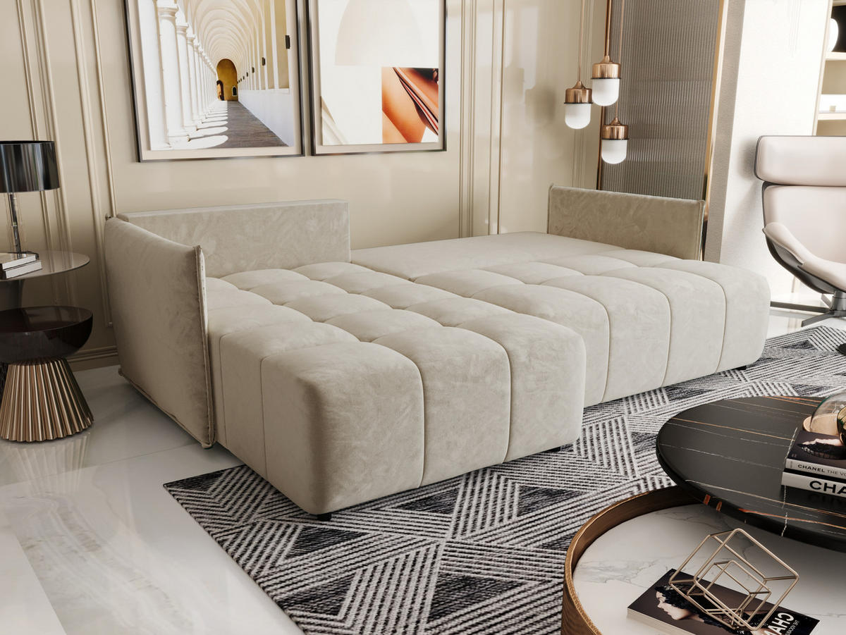 ECKSOFA Onil mit Schlaffunktion - Beige, Textil (242/190cm) - SIMKAM Furniture