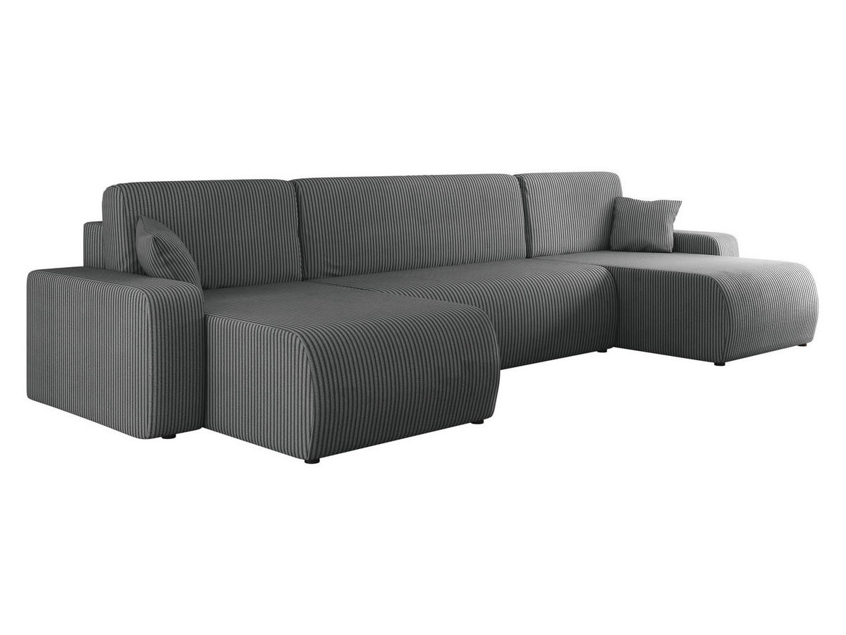 WOHNLANDSCHAFT Piano U Cord - Schwarz/Grau, Holz/Kunststoff (312/82/145cm) - MIRJAN24