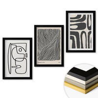 WANDBILDER 3er-Set - 20x30 cm Schwarzer Rahmen - Abstrakte Muster, Linien, Texturen - Schwarz, Kunststoff (20/30cm) - ArtPrintCave