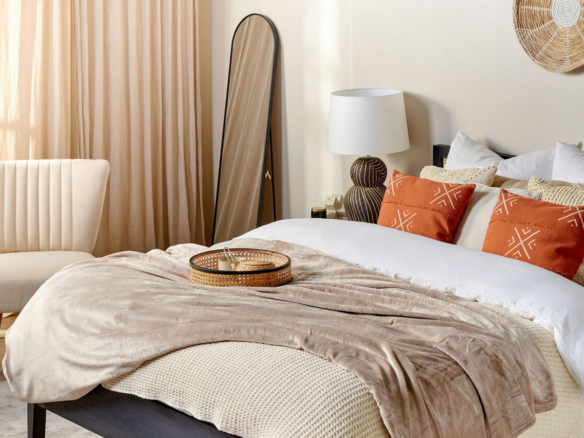 DECKE Beige Bayburt 200/220 cm - Beige, Textil (200/220cm) - Beliani