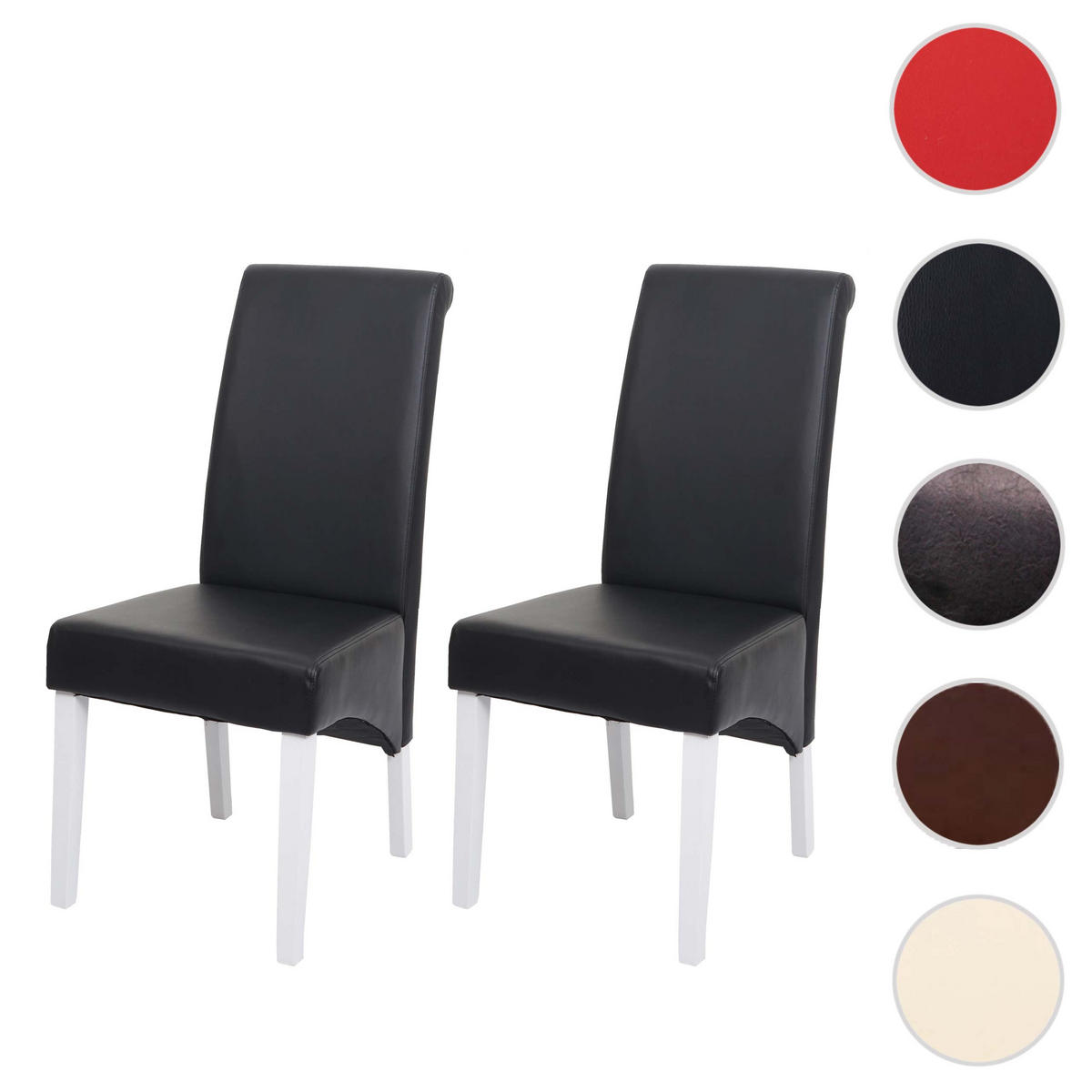 ESSZIMMERSTUHL Schwarz, Weiß 2er-Set - Schwarz/Weiß, Leder (46/99/50cm) - MCW