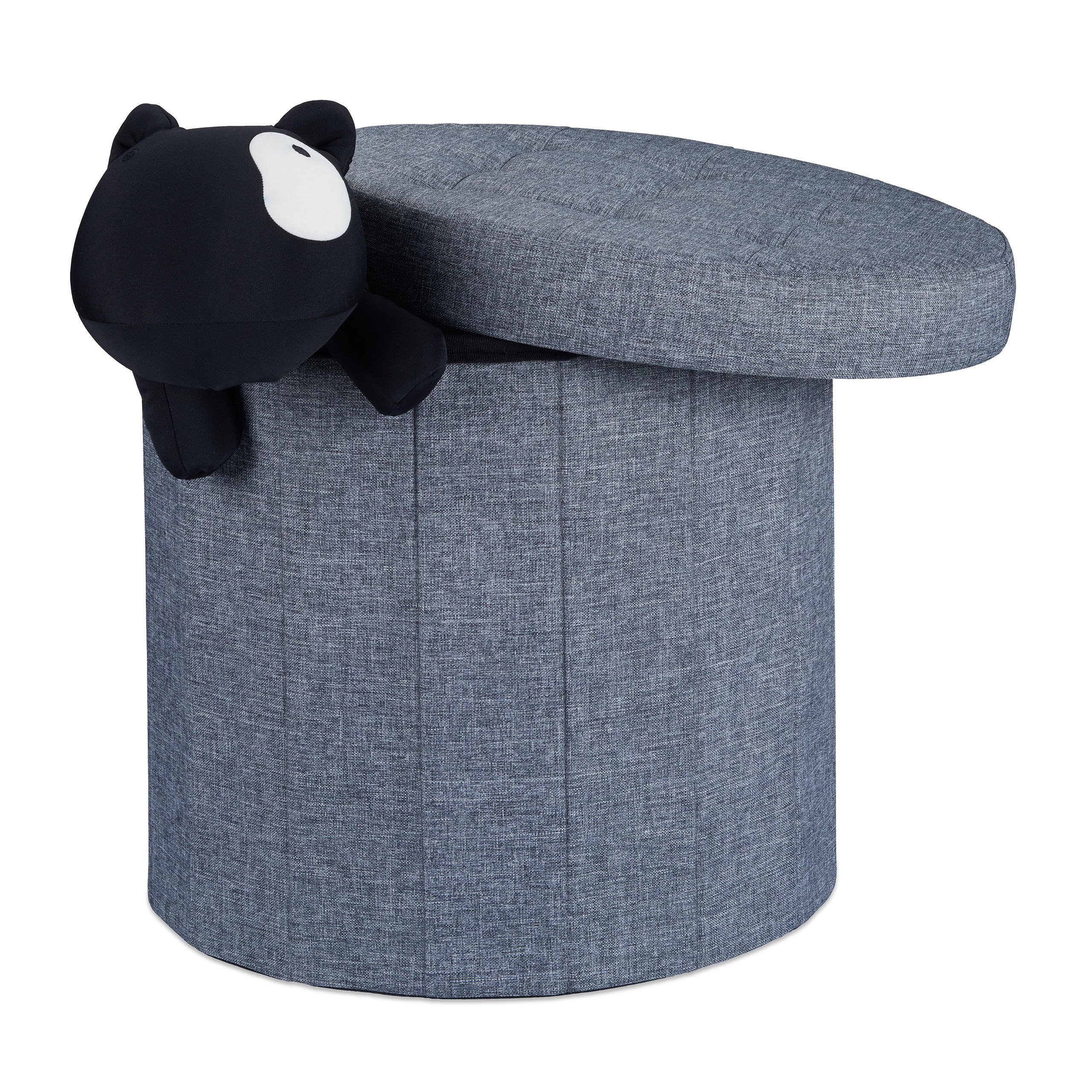SITZHOCKER - Anthrazit, Holzwerkstoff/Textil (45/43/45cm) - Relaxdays