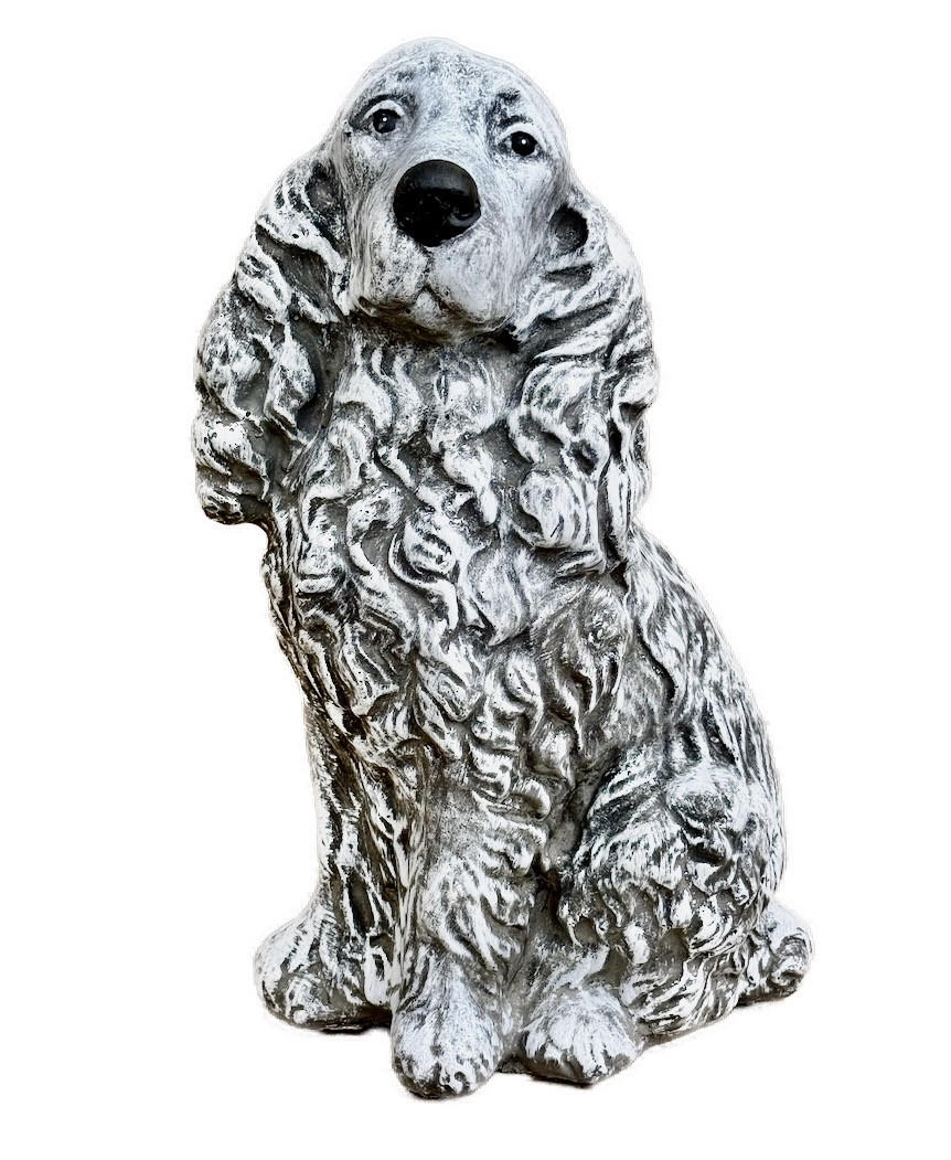 STEINFIGUR Cocker Spaniel XL CockerSpaniel, frostfest - Grau, Stein (25/43/16cm) - stoneandstyle
