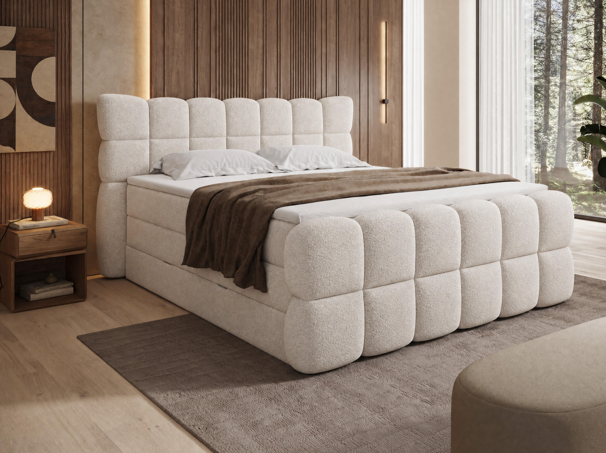 wonello Boxspringbett Beige 160x200 cm