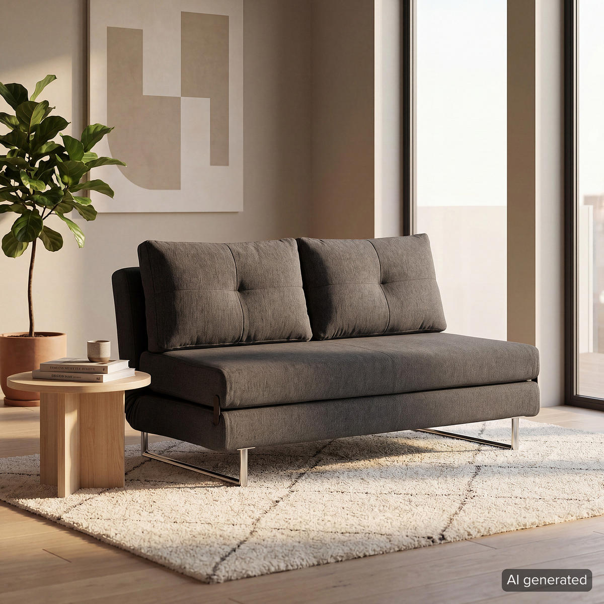 SCHLAFSOFA - Chromfarben/Anthrazit, Textil/Metall (150/85/88cm) - home24