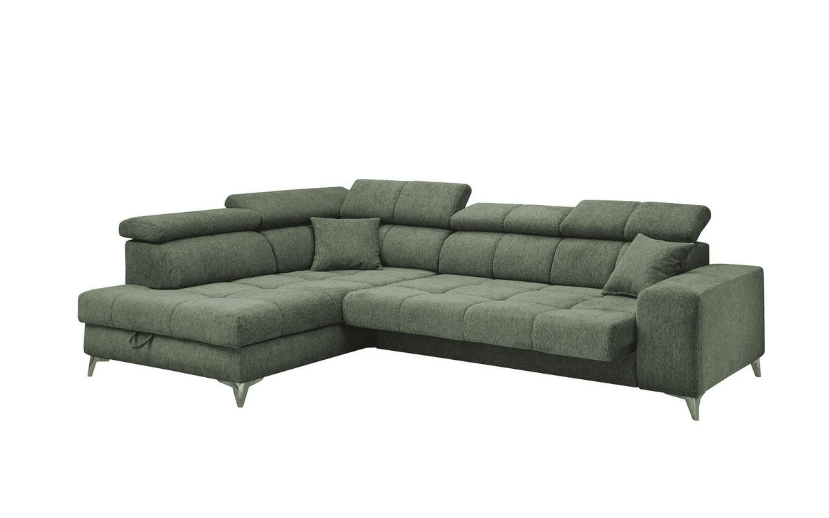 ECKSOFA mit elektrischer Wallaway-Funktion und vielseitigen Anpassungsmöglichkeiten - Grün, Textil (282/198cm) - ed exciting design
