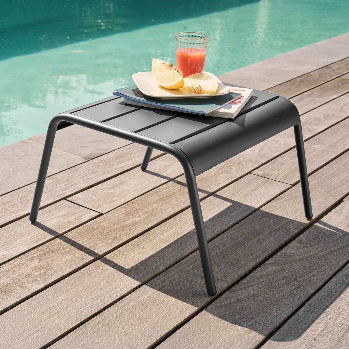 GARTENHOCKER, Grau - Grau, Metall (44/30/40cm) - Oviala