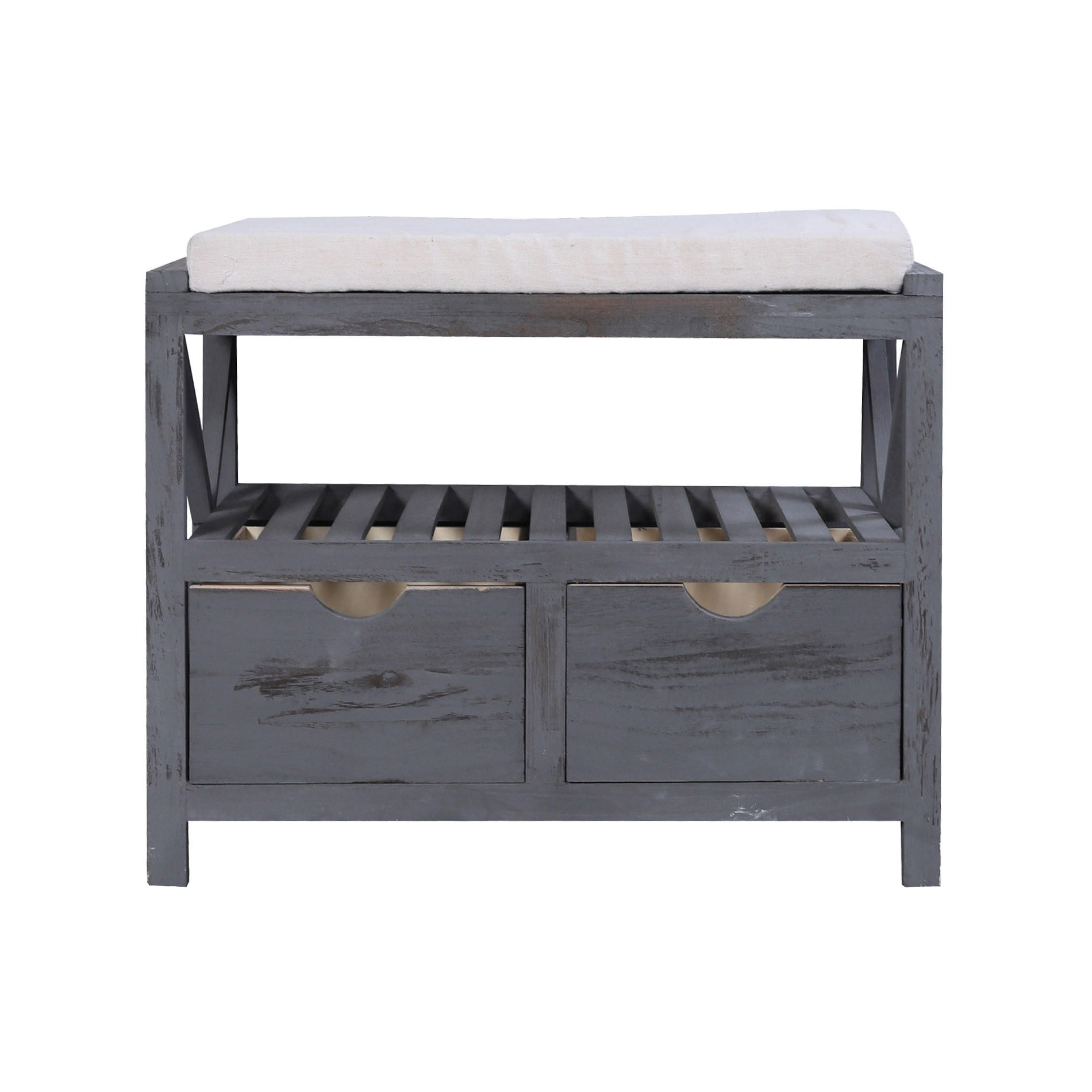 SITZBANK Grau 34/65/43 cm - Grau, Holz (34/43/65cm) - Mobili Rebecca