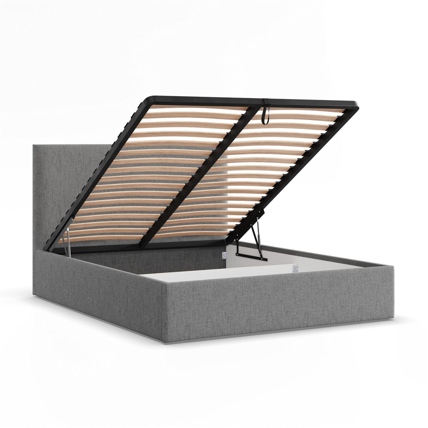 POLSTERBETT MIT KOPFTEIL 140x200 mit Bettkasten SORIA, Grau - Dunkelgrau, Textil (140/200cm) - Mebligo