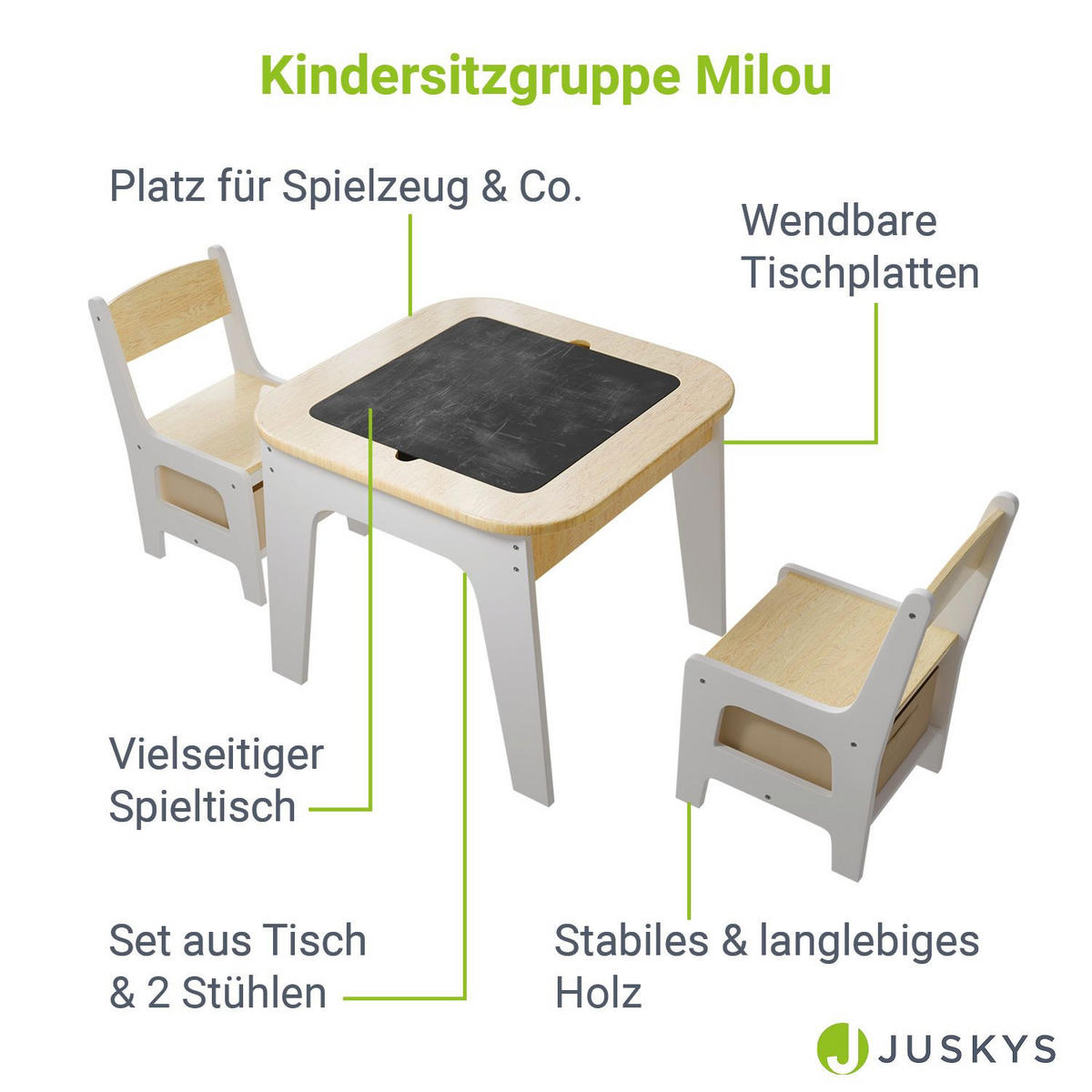 KINDERSITZGRUPPE Milou natur - Naturfarben, Holz (60/50/60cm) - Juskys